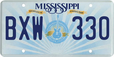 MS license plate BXW330