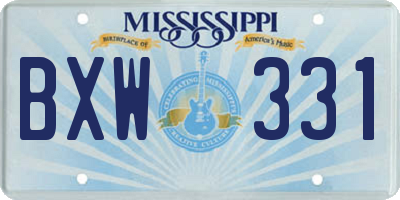 MS license plate BXW331