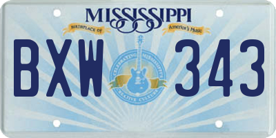 MS license plate BXW343