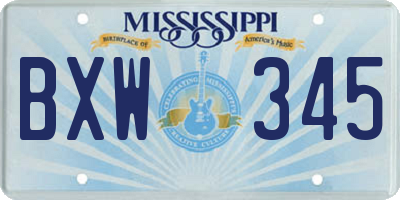 MS license plate BXW345