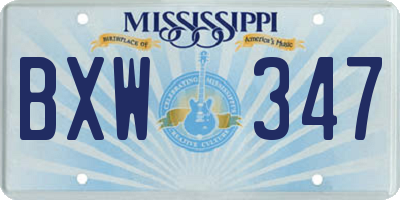 MS license plate BXW347