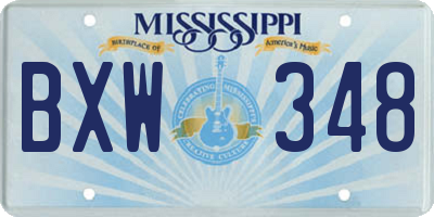 MS license plate BXW348
