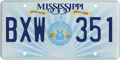 MS license plate BXW351