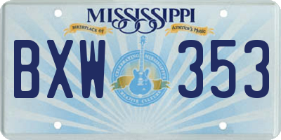 MS license plate BXW353