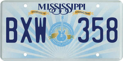 MS license plate BXW358