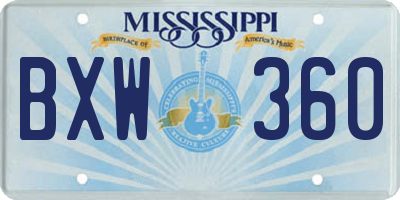 MS license plate BXW360