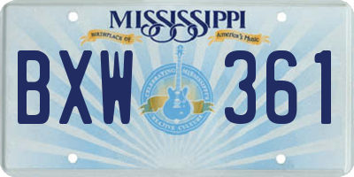 MS license plate BXW361