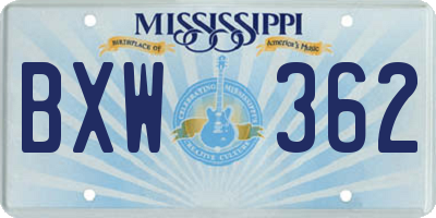 MS license plate BXW362