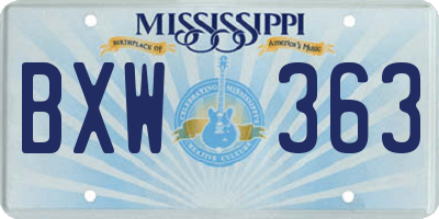 MS license plate BXW363