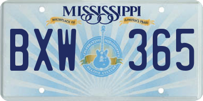 MS license plate BXW365