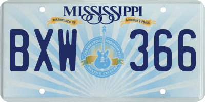 MS license plate BXW366