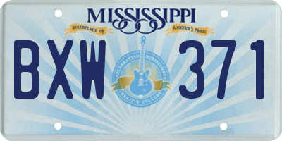 MS license plate BXW371
