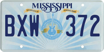 MS license plate BXW372