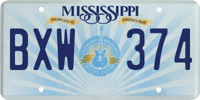 MS license plate BXW374