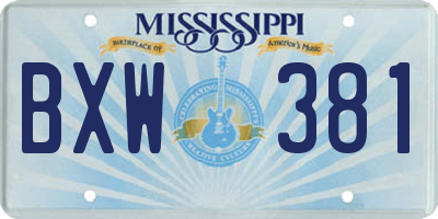 MS license plate BXW381