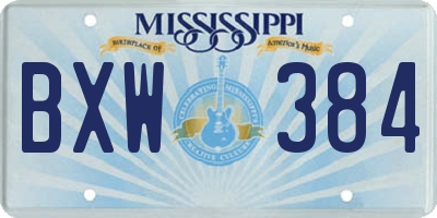 MS license plate BXW384
