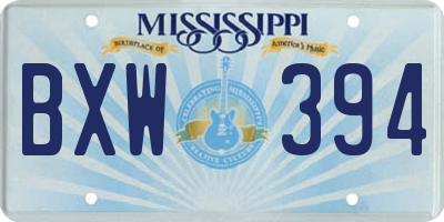MS license plate BXW394