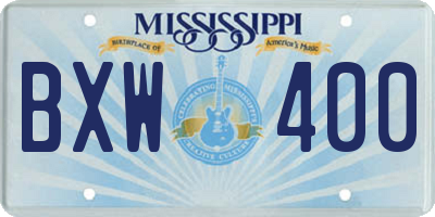 MS license plate BXW400