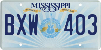 MS license plate BXW403