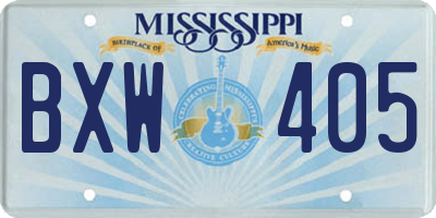 MS license plate BXW405