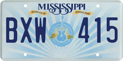 MS license plate BXW415