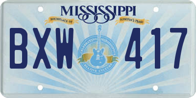 MS license plate BXW417