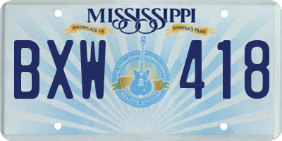 MS license plate BXW418