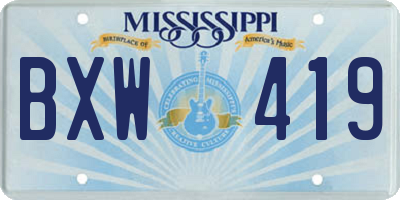 MS license plate BXW419