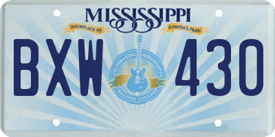 MS license plate BXW430