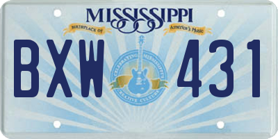 MS license plate BXW431