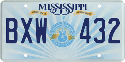 MS license plate BXW432