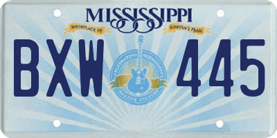MS license plate BXW445