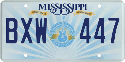 MS license plate BXW447