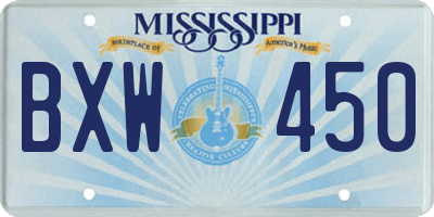 MS license plate BXW450