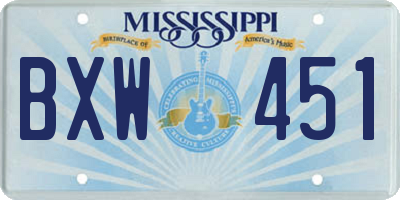MS license plate BXW451