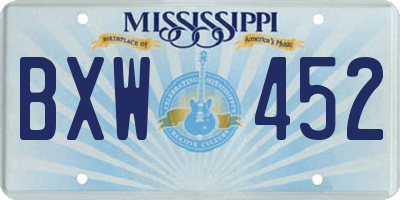 MS license plate BXW452