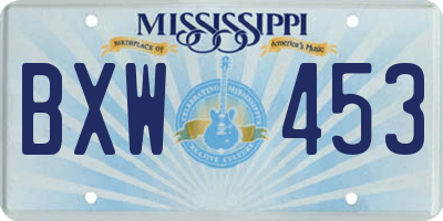 MS license plate BXW453
