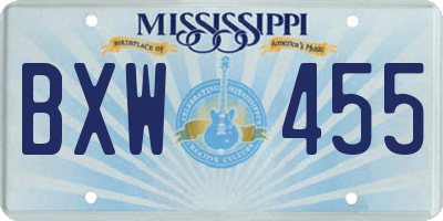MS license plate BXW455