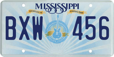 MS license plate BXW456