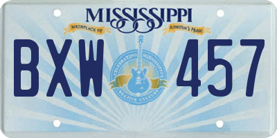 MS license plate BXW457