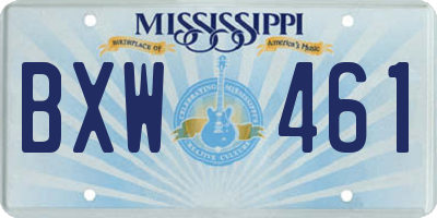 MS license plate BXW461