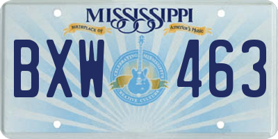 MS license plate BXW463