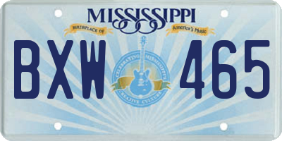 MS license plate BXW465