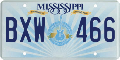 MS license plate BXW466