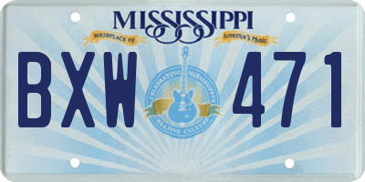 MS license plate BXW471