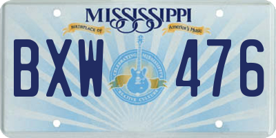 MS license plate BXW476