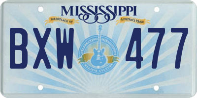 MS license plate BXW477