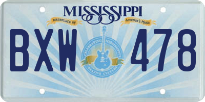 MS license plate BXW478