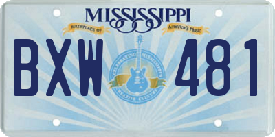 MS license plate BXW481