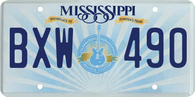 MS license plate BXW490
